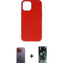 BUTİMAR'S iPhone 12 Pro Max Ahenk Serisi - Siyah 360 Mat Full Body Arka Koruyucu + Turuncu Neon Fosforlu Kamera Lens