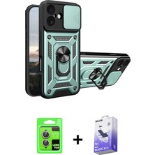 BUTİMAR'S iPhone 17 Ahenk Klasik - Siyah Bilvis 5in1 5d Magic Hayalet Cam Ekran Koruyucu + Açık Mor Raze Metal Kamera Lens