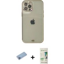 BUTİMAR'S iPhone 12 Pro Max Eksen Minimal Koleksiyonu - Siyah 20D Premium Cam Ekran Koruyucu + Mavi Shine Kamera Lens Koruma Cam