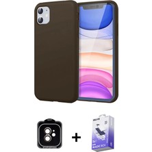 BUTİMAR'S iPhone 11 Kozmos Yansıma Özel Seri - Siyah Bilvis 5in1 5d Magic Hayalet Cam Ekran Koruyucu + Turuncu Pvd Metal Kamera Lens