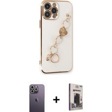 BUTİMAR'S iPhone 13 Pro Max Nova Işık Prime - Siyah Bilvis Hayalet Cam Ekran Koruyucu + Beyaz Neon Fosforlu Kamera Lens