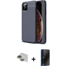 BUTİMAR'S iPhone 11 Pro Max Doruk Klasik Özel Seri - Siyah 3D Antistatik Hayalet Cam Ekran Koruyucu + Yeşil Pers Alüminyum Kamera Lens