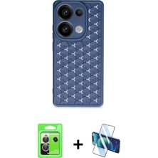 BUTİMAR'S Redmi Note 13 Pro 5g Zirve Form - Siyah 3D Antistatik Cam Ekran Koruyucu + Gümüş Raze Metal Kamera Lens