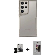 BUTİMAR'S Galaxy S24 Ultra Akış Çizgi Koleksiyonu - Siyah Bilvis Hayalet Cam Ekran Koruyucu + Siyah Pvd Metal Kamera Lens