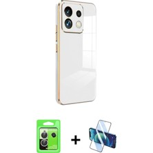 BUTİMAR'S Redmi Note 13 Pro 5g Yankı Serisi - Siyah 3D Antistatik Cam Ekran Koruyucu + Gümüş Raze Metal Kamera Lens