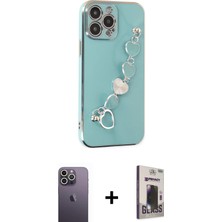 BUTİMAR'S iPhone 13 Pro Max Nova Işık Prime - Siyah Bilvis Hayalet Cam Ekran Koruyucu + Beyaz Neon Fosforlu Kamera Lens