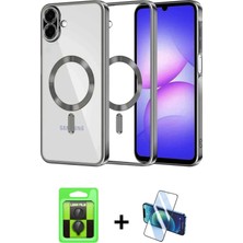 BUTİMAR'S Galaxy A07 4g Nova Işık Özel Seri - Siyah 3D Antistatik Cam Ekran Koruyucu + Siyah Raze Metal Kamera Lens