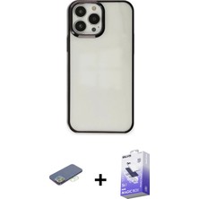 BUTİMAR'S iPhone 13 Pro Max Doruk Doku Prime - Siyah Bilvis 5in1 5d Magic Hayalet Cam Ekran Koruyucu + Yeşil Renkli Kamera Lens Koruma Cam