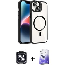 BUTİMAR'S iPhone 14 Yadigar Asil Koleksiyonu - Siyah Bilvis 5in1 5d Magic Hayalet Cam Ekran Koruyucu + Siyah Pvd Metal Kamera Lens