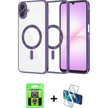 BUTİMAR'S Galaxy A07 4g Nova Işık Özel Seri - Siyah 3D Antistatik Cam Ekran Koruyucu + Gümüş Raze Metal Kamera Lens