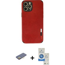 BUTİMAR'S iPhone 12 Pro Max Doruk Asil Koleksiyonu - Şeffaf Royal Nano Ekran Koruyucu + Sarı Renkli Kamera Lens Koruma Cam