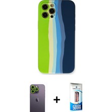 BUTİMAR'S iPhone 12 Pro Max Yadigar Çizgi - Siyah 5d Eko Cam Ekran Koruyucu + Yeşil Neon Fosforlu Kamera Lens