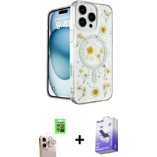 BUTİMAR'S iPhone 16 Pro Max Kozmos Doku - Siyah Bilvis 5in1 5d Magic Hayalet Cam Ekran Koruyucu + Natural Grey Raze Metal Kamera Lens