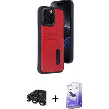 BUTİMAR'S iPhone 15 Pro Max Yörünge Işık Serisi - Siyah Bilvis 5in1 5d Magic Hayalet Cam Ekran Koruyucu + Titanyum Gri Raze Metal Kamera Lens