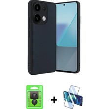BUTİMAR'S Redmi Note 13 Pro 4g Kıvılcım Işık Serisi - Siyah 3D Antistatik Cam Ekran Koruyucu + Siyah Raze Metal Kamera Lens