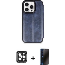 BUTİMAR'S iPhone 15 Pro Max Zirve Yansıma Serisi - Siyah 3D Antistatik Hayalet Cam Ekran Koruyucu + Siyah Pvd Metal Kamera Lens