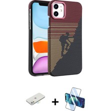 BUTİMAR'S iPhone 11 Doruk Serisi - Siyah 3D Antistatik Cam Ekran Koruyucu + Sarı Renkli Kamera Lens Koruma Cam