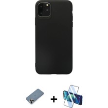 BUTİMAR'S iPhone 11 Pro Max Kozmos Yansıma Özel Seri - Siyah 3D Antistatik Cam Ekran Koruyucu + Mor Metal Kamera Lens Koruma Cam