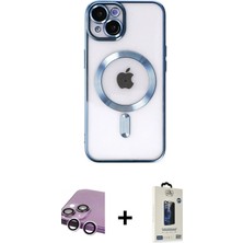 BUTİMAR'S iPhone 14 Nova Işık Özel Seri - Siyah Bilvis Hayalet Cam Ekran Koruyucu + Mor Raze Metal Kamera Lens