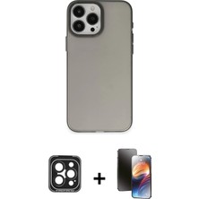 BUTİMAR'S iPhone 15 Pro Max Ahenk Çizgi Prime - Siyah 3D Antistatik Mat Seramik Nano Ekran Koruyucu + Siyah Pvd Metal Kamera Lens