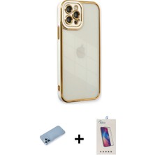 BUTİMAR'S iPhone 12 Pro Max Çekirdek Klasik Serisi - Siyah Joko 5d Cam + Mavi Shine Kamera Lens Koruma Cam