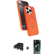 BUTİMAR'S iPhone 15 Pro Max Iz Işık Koleksiyonu - Şeffaf 360 Full Body Arka Koruyucu + Gümüş Raze Metal Kamera Lens