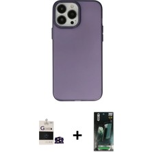 BUTİMAR'S iPhone 14 Pro Max Ahenk Çizgi Prime - Şeffaf 360 Full Body Arka Koruyucu + Derin Mor Bilvis Titan Kamera Lens