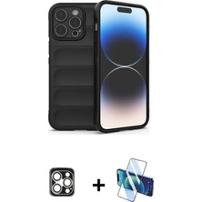 BUTİMAR'S iPhone 16 Pro Max Atlas Koleksiyonu - Siyah 3D Antistatik Cam Ekran Koruyucu + Gümüş Pvd Metal Kamera Lens