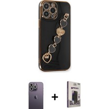 BUTİMAR'S iPhone 13 Pro Max Nova Işık Prime - Siyah Bilvis Hayalet Cam Ekran Koruyucu + Beyaz Neon Fosforlu Kamera Lens