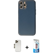 BUTİMAR'S iPhone 12 Pro Max Ahenk Işık - Siyah 5d Eko Cam Ekran Koruyucu + Gold Shine Kamera Lens