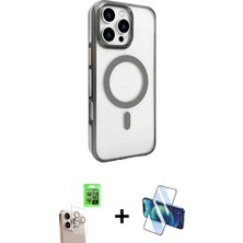 BUTİMAR'S iPhone 16 Pro Max Doruk Doku Özel Seri - Siyah 3D Antistatik Cam Ekran Koruyucu + Natural Grey Raze Metal Kamera Lens