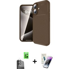 BUTİMAR'S iPhone 16 Eksen Form Prime - Şeffaf Pasifik Cam Ekran Koruyucu + Siyah Raze Metal Kamera Lens