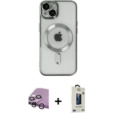 BUTİMAR'S iPhone 14 Nova Işık Özel Seri - Siyah Bilvis Hayalet Cam Ekran Koruyucu + Mor Raze Metal Kamera Lens