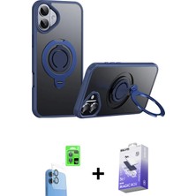 BUTİMAR'S iPhone 16 Zirve Çizgi Prime - Siyah Bilvis 5in1 5d Magic Hayalet Cam Ekran Koruyucu + Lacivert Raze Metal Kamera Lens