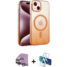 BUTİMAR'S iPhone 14 Ahenk Doku Özel Seri - Siyah 3D Antistatik Cam Ekran Koruyucu + Mor Raze Metal Kamera Lens