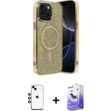 BUTİMAR'S iPhone 14 Eksen Çizgi - Siyah Bilvis 5in1 5d Magic Hayalet Cam Ekran Koruyucu + Yeşil Shine Kamera Lens