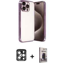 BUTİMAR'S iPhone 15 Pro Max Vadi Minimal - Siyah Bilvis Hayalet Cam Ekran Koruyucu + Lacivert Pvd Metal Kamera Lens