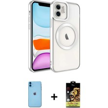 BUTİMAR'S iPhone 11 Nova Işık Özel Seri - Siyah Buffer Cam Ekran Koruyucu + Mavi Neon Fosforlu Kamera Lens