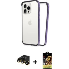 BUTİMAR'S iPhone 14 Pro Pusula Asil Koleksiyonu - Siyah Buffer Cam Ekran Koruyucu + Gold Raze Metal Kamera Lens