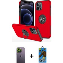 BUTİMAR'S iPhone 12 Pro Max Odak Form Prime - Siyah 18D Cam Ekran Koruyucu + Yeşil Neon Fosforlu Kamera Lens