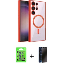 BUTİMAR'S Galaxy S25 Ultra Nova Işık Özel Seri - Siyah 3D Antistatik Hayalet Cam Ekran Koruyucu + Mavi Raze Metal Kamera Lens