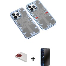 BUTİMAR'S iPhone 13 Pro Max Ufuk Doku Prime - Siyah 3D Antistatik Hayalet Cam Ekran Koruyucu + Kırmızı Pers Alüminyum Kamera Lens