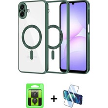 BUTİMAR'S Galaxy A07 4g Nova Işık Özel Seri - Siyah 3D Antistatik Cam Ekran Koruyucu + Siyah Raze Metal Kamera Lens