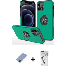BUTİMAR'S iPhone 12 Pro Odak Form Prime - Şeffaf Uv Polymer Nano Ekran Koruyucu + Koyu Yeşil Metal Kamera Lens Koruma Cam