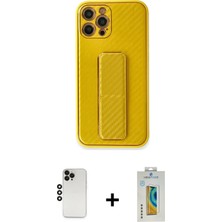 BUTİMAR'S iPhone 12 Pro Yörünge Yansıma - Siyah Polymer Nano Ekran Koruyucu + Siyah Shine Kamera Lens