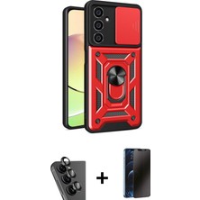 BUTİMAR'S Galaxy A25 5g Ahenk Klasik - Siyah 3D Antistatik Hayalet Cam Ekran Koruyucu + Siyah Valdez Metal Kamera Lens