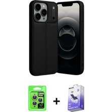 BUTİMAR'S iPhone 17 Pro Doruk Klasik Özel Seri - Siyah Bilvis 5in1 5d Magic Hayalet Cam Ekran Koruyucu + Gümüş Raze Metal Kamera Lens