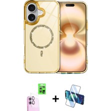 BUTİMAR'S iPhone 16 Plus Kıvılcım Form Prime - Siyah 3D Antistatik Seramik Nano Ekran Koruyucu + Pembe Raze Metal Kamera Lens