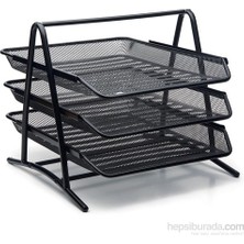 MAS 523 Siyah Renkli 3 Katlı Perfore Evrak Rafı Kırtasiye Ürünleri için Pratik Düzenleyici