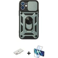 BUTİMAR'S iPhone 11 Ahenk Klasik - Siyah 3D Antistatik Seramik Nano Ekran Koruyucu + Yeşil Renkli Kamera Lens Koruma Cam